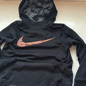 Nike Black Hoodie with Orange Graphic Swoosh